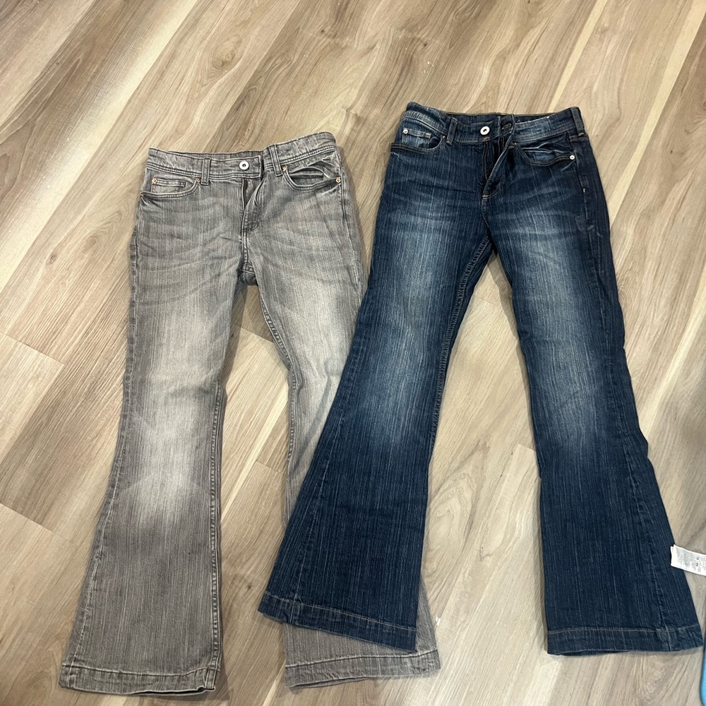 Women's Flared Jeans - Gray and Dark Blue